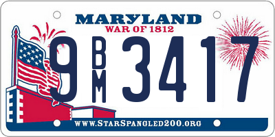 MD license plate 9BM3417