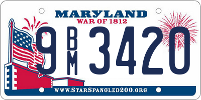 MD license plate 9BM3420