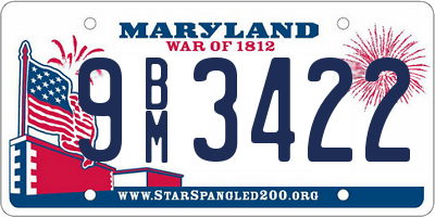 MD license plate 9BM3422