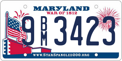 MD license plate 9BM3423