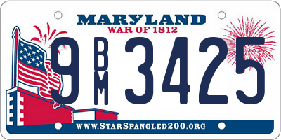 MD license plate 9BM3425