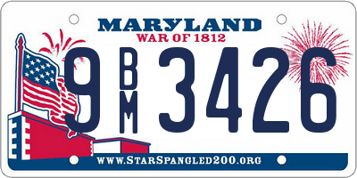 MD license plate 9BM3426