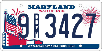 MD license plate 9BM3427