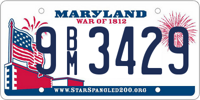 MD license plate 9BM3429