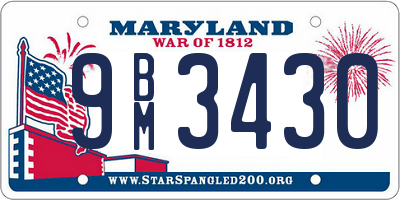 MD license plate 9BM3430