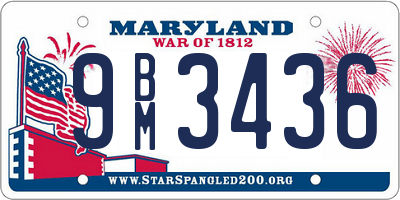 MD license plate 9BM3436