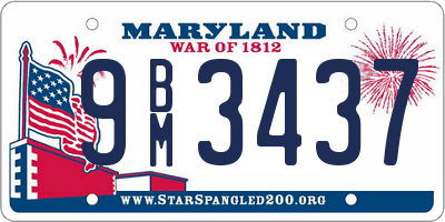 MD license plate 9BM3437