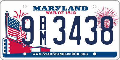 MD license plate 9BM3438