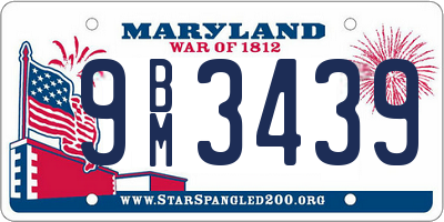 MD license plate 9BM3439