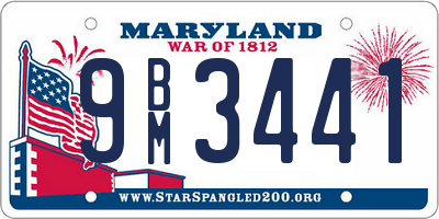 MD license plate 9BM3441