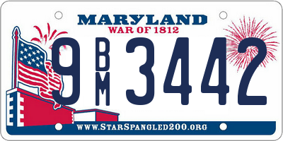 MD license plate 9BM3442