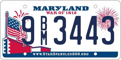 MD license plate 9BM3443