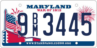 MD license plate 9BM3445