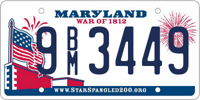 MD license plate 9BM3449