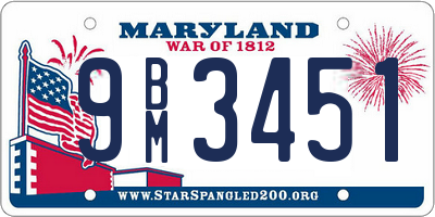 MD license plate 9BM3451