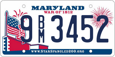 MD license plate 9BM3452