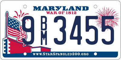 MD license plate 9BM3455