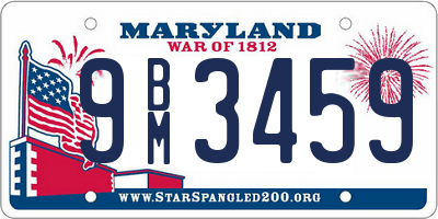 MD license plate 9BM3459