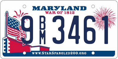 MD license plate 9BM3461