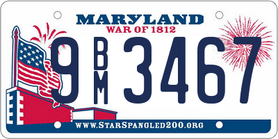 MD license plate 9BM3467