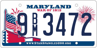 MD license plate 9BM3472