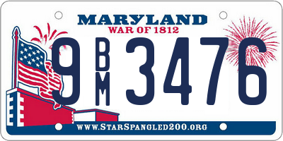 MD license plate 9BM3476