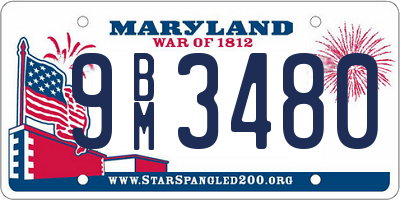 MD license plate 9BM3480