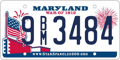 MD license plate 9BM3484