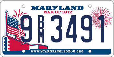 MD license plate 9BM3491