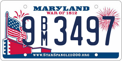 MD license plate 9BM3497