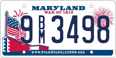 MD license plate 9BM3498