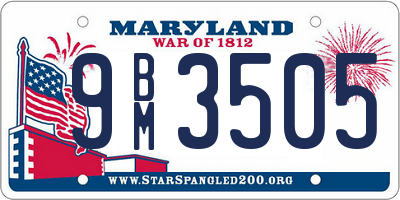 MD license plate 9BM3505