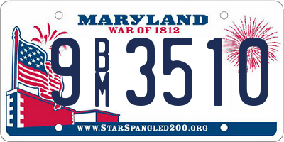 MD license plate 9BM3510