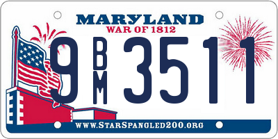 MD license plate 9BM3511