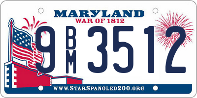 MD license plate 9BM3512