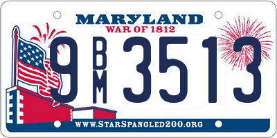 MD license plate 9BM3513