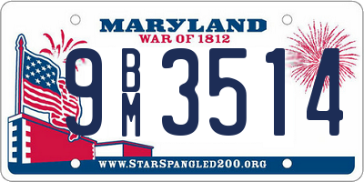 MD license plate 9BM3514