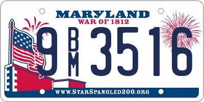 MD license plate 9BM3516