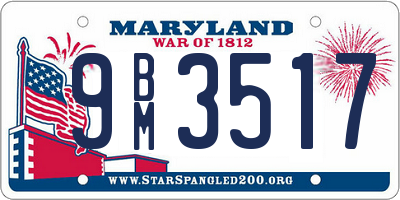 MD license plate 9BM3517