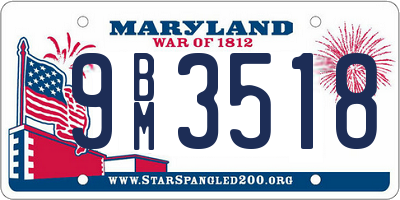 MD license plate 9BM3518