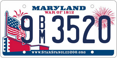 MD license plate 9BM3520