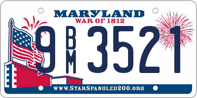 MD license plate 9BM3521