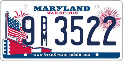 MD license plate 9BM3522