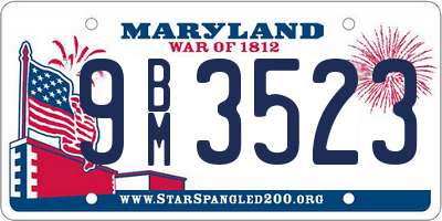 MD license plate 9BM3523