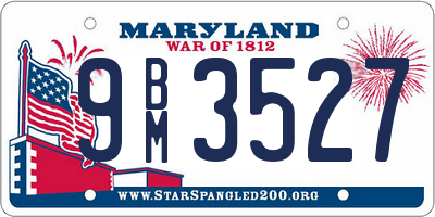 MD license plate 9BM3527