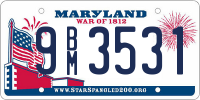 MD license plate 9BM3531