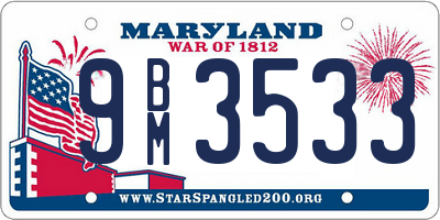 MD license plate 9BM3533