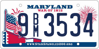 MD license plate 9BM3534