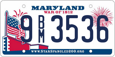 MD license plate 9BM3536