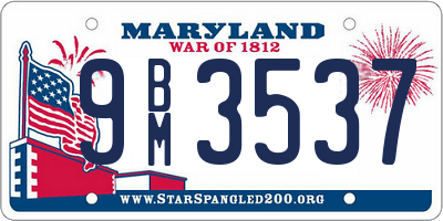 MD license plate 9BM3537